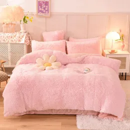 Bedding Sets Winter Warm Set Velvet Pillowcases And Quilt Cover Thick Coral Fleece Plush 4 Pcs Suit Drop