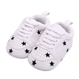 First Walkers 6 Colors Baby Shoes Born Boys Girls Heart Star Pattern Kids Toddlers Lace Up PU Sneakers 0-18 Months