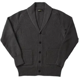 Herrtr￶jor stickad kofta f￶r m￤n sjal krage tjock varm vintertr￶ja retro casual elegant pullover malemen's