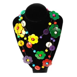 Colares pendentes moda estilo étnico cadeia de flores fêmeas colar fêmea bohemia roupas de coco de coco à mão Acessórios para suspender