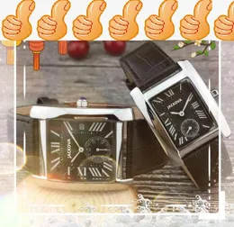 Gül Altın Square Roman Dial Quartz Watch Moda Aşıklar Erkek Kadın Gümüş Tank Serisi Kol saatleri Klasik Cömert Basit Lüks Popüler Deri İş Saati