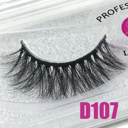 False Eyelashes 13mm Mink Handmade 3D Fluffy Soft Crossing Eye Beauty Fake Lashes Extension Box D107FalseFalse