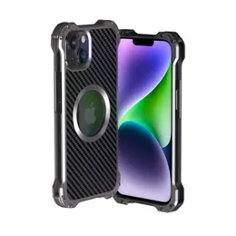 Custodia per telefono in lega di fibra di carbonio in metallo dal design originale per iPhone 14 Pro Max 14Plus 13 12 Cover protettiva in alluminio