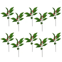 Kwiaty dekoracyjne 10pcs/Zestaw Fake Berry Scand Decoration Creative Faux Pick Ornament Branch for Christmas Home Festival Supplies