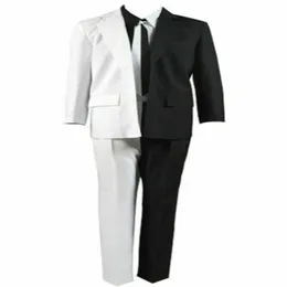 Batman Two-Face Harvey Dent Cosplay Costume Tie Jacket Black White Suit Outfit3008