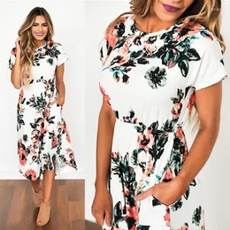 Casual klänningar 2023 Kvinnor Summer Floral Print Maxi Dress White Boho Beach Evening Party Long Plus Size Vestidos Kvinna