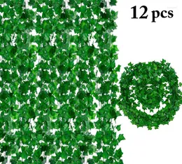 Dekorative Blumen, 12 Zweige, Simulationspflanzen, künstliche Efeu-Seide, gefälschte hängende Weinrebenblätter, Girlande für Wanddekoration, Pografie-Requisiten, Jahr