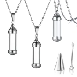 Pendant Necklaces Stainless Steel Glass Openable Container Vial Tube Urn Keepsake Cremation Ashes Holder Memorial Necklace Jewelry