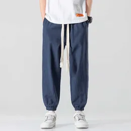 Pantaloni da uomo Comodi pantaloni da jogging in lino Pantaloni corti Harem retrò Pantaloni sportivi da uomo taglie forti Pantaloni casual da uomo a colori a contrasto Z0225