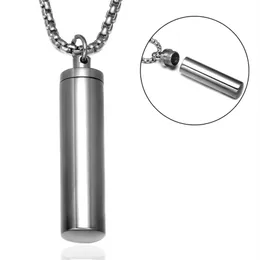 Botella de perfume cil￭ndrico para hombres CREMACIￓN Urna Collar colgante de colgante Memorial Ash Growepsake Joyer￭a de cremaci￳n Token Bottle216d
