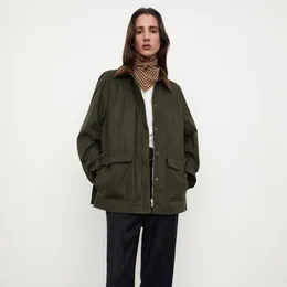 Kurtki dla kobiet Tot E Autumn and Winter Silhouette Schinging WindProof Side Slit Warm Army Green Jacket 230225