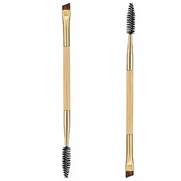 Sk￶nhetsflicka smink bambu hantera dubbel ￶gonbryn borste ￶gonbryn kam ￶gonen definier pensel professionell liten vinkel makeup burshes236l