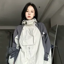 Damen Jacken HOUZHOU Vintage Outdoor Frauen Y2k Streetwear Wasserdicht Übergroßen Herbst Mit Kapuze Harajuku Windjacke Mantel Koreanische Mode 230225