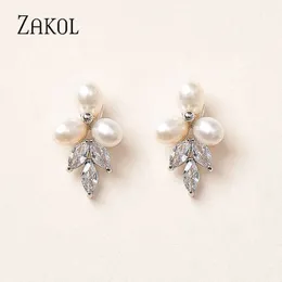 Charm Zakol Neuer Marquise Zirkonia CZ Stein Hangle Ohrringe für Frauen zarte unregelmäßige Perlen Braut Hochzeit Schmuck Geburtstag G230225