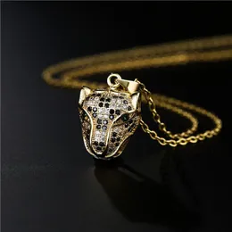 Ketten Mikro-eingelegter Zirkon Exquisite Halskette mit Leopardenkopf-Anhänger Vergoldete europäische und amerikanische Schmuckketten