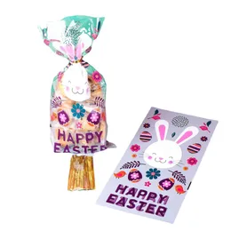Present Wrap 50sts Easter Candy Bags Rabbit Egg Snack Biscuit Presentväska Bunny Presentförpackning Kids Favors Easter Party Decoration Supplies J230224