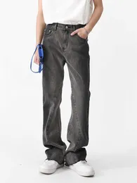 Mäns jeans spring nya mode mäns lösa jeans mikro tempeldesign efter midja elastiska gatukläder hiphop retro breda benbyxor z0225
