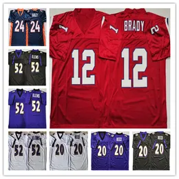 College College Vintage Football Coureys 12 Tom Brady 20 Ed Reed 52 Ray Lewis 24 Champ Bailey Ed Black Purple Red Blue Retro