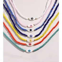 Choker 5Pcs Bohemian Trendy Exquisite Colorful Crystal Beaded Jewelry With Eye Shell Pendant Necklace For Women