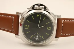 Movimento meccanico a carica manuale Orologio da polso da uomo in pelle marrone da 42 mm con retro in vetro