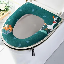Capas de assento do banheiro capa de catoon linho conjunto de toalhetes Acessões Tapa à prova d'água WC WC Universal Home Supplies Decoração do banheiro