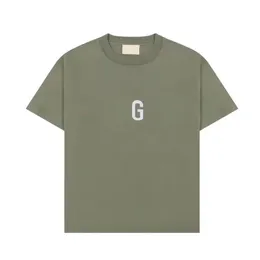 Spring and summer brushed cotton clothes Breathable new high grade cotton printing short sleeve round neck Letter Print mens sleeve tees Army Green graphic design