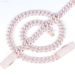 Designer Jewelry HotSale White Gold Oro rosa in oro rosa placcata 2tones 2rows Necklace VVS Moissanite 925 Silver Iced Out Cuban Link Chain