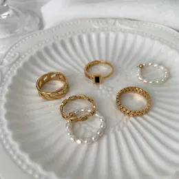Eheringe Minar 6 Designs minimalistische gedrehte Seil klobige Kette für Frauen Goldfarbe Legierung unregelmäßige Perle verbunden Charme Geschenke