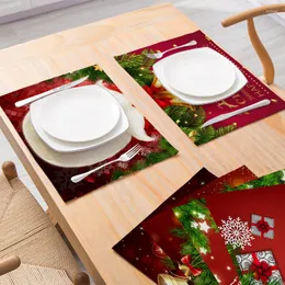Table Mats Christmas Red Mat Food Nordic Style Cloth Art Plate Washable Heat Insulation Dining Place Decor