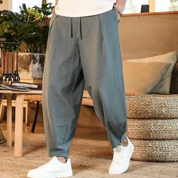 Men's Pants New Men's Cotton Linen Trousers Men's Summer Loose Breathable Solid Color Linen Pants Fitness Streetwear Plus Size M5XL Z0225