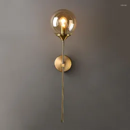 Vägglampa modern glas gyllene sconces runda nordisk belysning fixtur hem sängen vardagsrum kök dekoration lampor