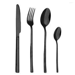 Conjuntos de utensílios de jantar 4pcs Conjunto de talheres de aço inoxidável Faca Dinner Dinner KitchentableWare Batinho preto Lavagem de louça