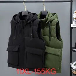 Gilet da uomo Plus Size 10XL 11XL Giacca invernale impermeabile caldo senza maniche da uomo Moda con cappuccio Casual addensare gilet 230225