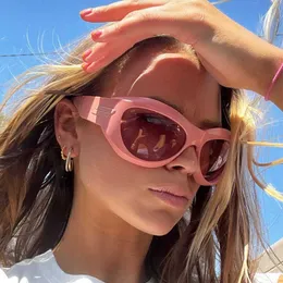 Sunglasses Oversized Pink Y2k Sun Glasses Luxury Brand Designer Punk Sports Cycling Wrap Around Sunglasses Women 2000s Men Goggles Eyewear G230225