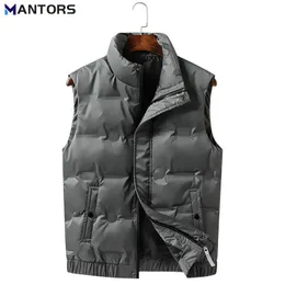 Мужские жилеты Mantors Mans Mens Down Winter Thermal Soft Soft Coats Casual мужские рукавочные куртки с твердым цветом сгусти