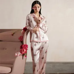 Pijama feminina de cetim rosa tigre rosa para mulheres de mangas compridas roupas caseiras desenho animado loungewear sexy