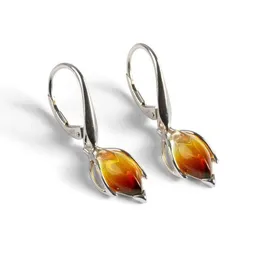 Charm JK39DI Sunset Amber örhängen Southwest Jewelry Boho Style Flower For Woman Summer Gift Bud Baltic Dingle Earring Amber 3.5*1,2 cm G230225