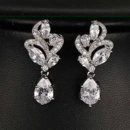 Charm Emmaya Elegant Marquise Stone Cluster Flower Earring Pear Shape Cubic Zirconia Dingle Earrings for Women Party Jewelry G230225