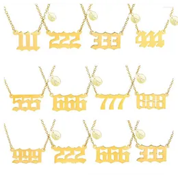 Anhänger Halsketten Edelstahl Halskette 111 222 333 444 555 666 777 888 999 mit Buchstaben geeignet für Männer und Frauen Glück