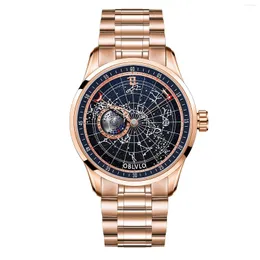 Wristwatches OBLVLO Top Watch For Men Stainless Steel Earth Star Luminous Automatic Mechanical Waterproof GC