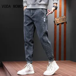 Jeans masculinos Autumn Inverno jeans harém jeans calças de alta qualidade de alta qualidade goth gótico calça de hip hop masculino cinza 4xl ropa hombre z0225