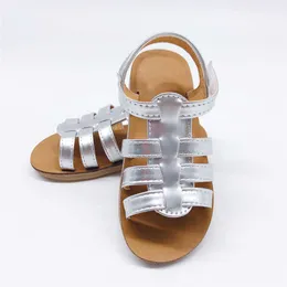 Sandały modne Sandał Dziewczyny Summer 2019 Buty dziecięce na zewnątrz maluch skórzane sandały rzymskie w stylu rzymskim Sandały Księżniczki