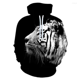 Men's Hoodies Fall Fashion Tiger Printed Hoodie Personalized Sweatshirt With Floral Pattern Comfortable Creative Pullover