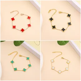 01Elegant and classic design, colorful four-color clover pendant bracelet, 18K gold stainless steel jewelry, women's gift