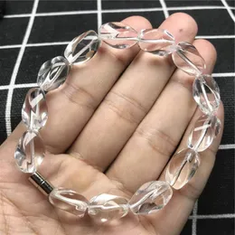 Link Bracelets Chain Natural Rock Crystal Bracelet For Women Lady Men Reiki Wealthy Gift Beauty White Clear 14x9mm Beads Rare Nobility
