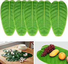 Dekorativa blommor 10st tropiska konstgjorda falska växter lämnar placemat banan matbord matta för hawaiian födelsedagsfest hem dekoration