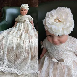 Mädchenkleider Spitze Taufkleid für Babys Champagner darunter Erstkommunionkleid Kleinkind Kleinkind Taufe Kleider