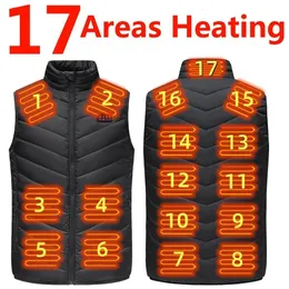 Мужские жилеты 17 областей Электрическая подогревая USB -тепловая куртка для мужчин женщин. Внутреннее жара e Chauffante 230225