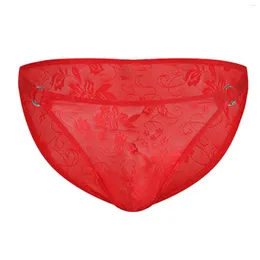 Underpants Mens Sissy Whatwear da through Soild Color Color Floral Lace Cross-Dresser Treps Bulge Bouch O Ring Elastic Welband