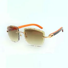 2022 designers sunglasses 3524023 cuts lens natural orange wooden temples glasses size 58-18-135mm234N